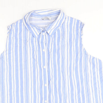 Womens UK Size 18 Papaya Blue Basic Button-Up