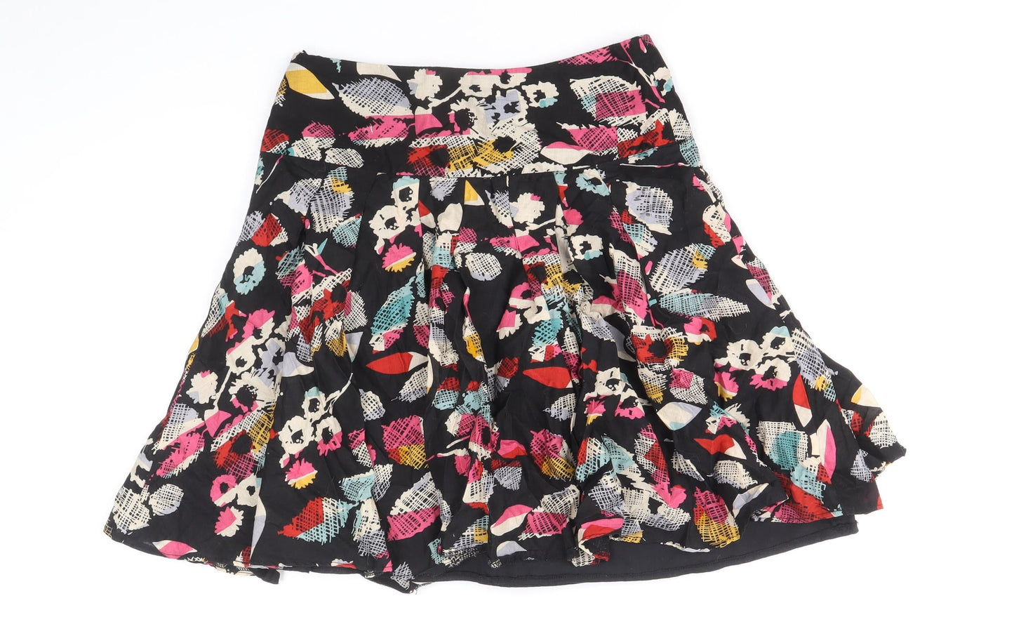 Dorothy Perkins Womens Multicoloured Geometric Cotton A-Line Skirt Size 6 Zip