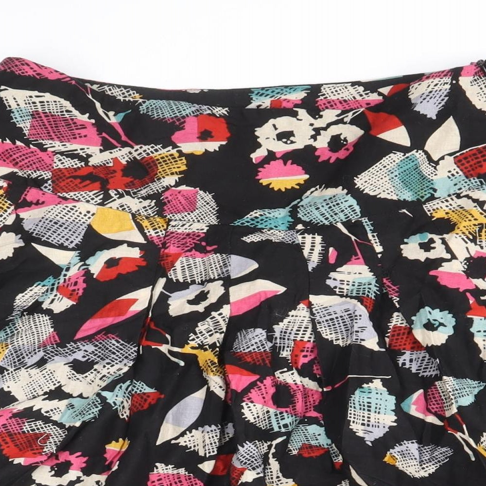 Dorothy Perkins Womens Multicoloured Geometric Cotton A-Line Skirt Size 6 Zip
