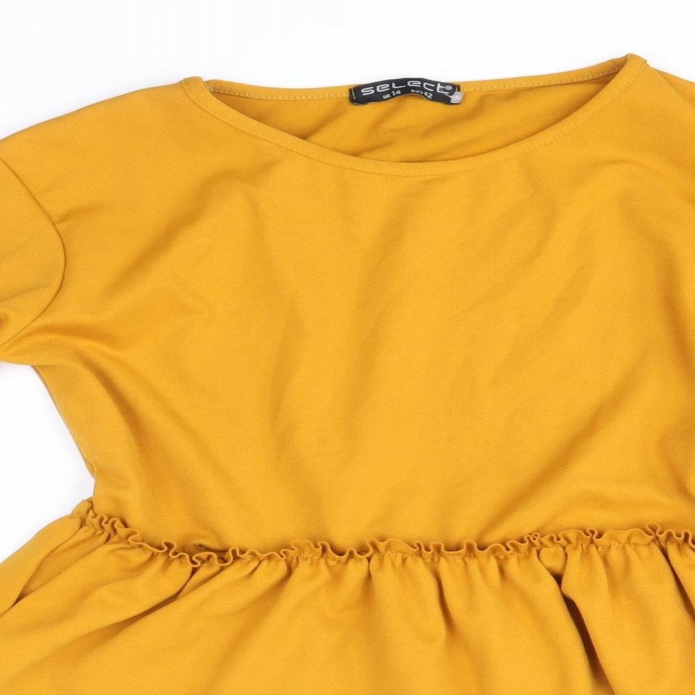 Womens UK Size 14 Select Yellow Basic Blouse