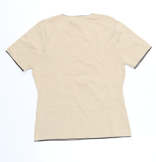 Just Elegance Womens Beige Round Neck Viscose Pullover Jumper Size M