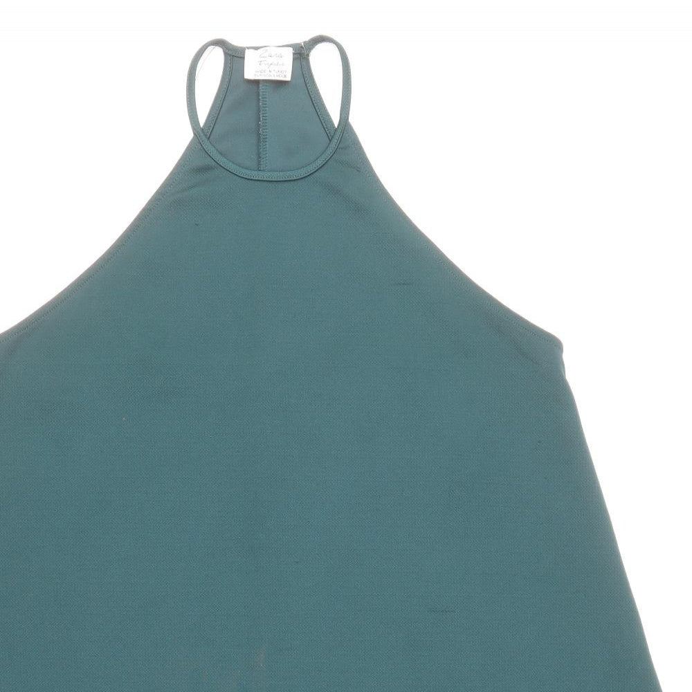 Zara Womens Green Polyester Trapeze & Swing Size S Round Neck Pullover