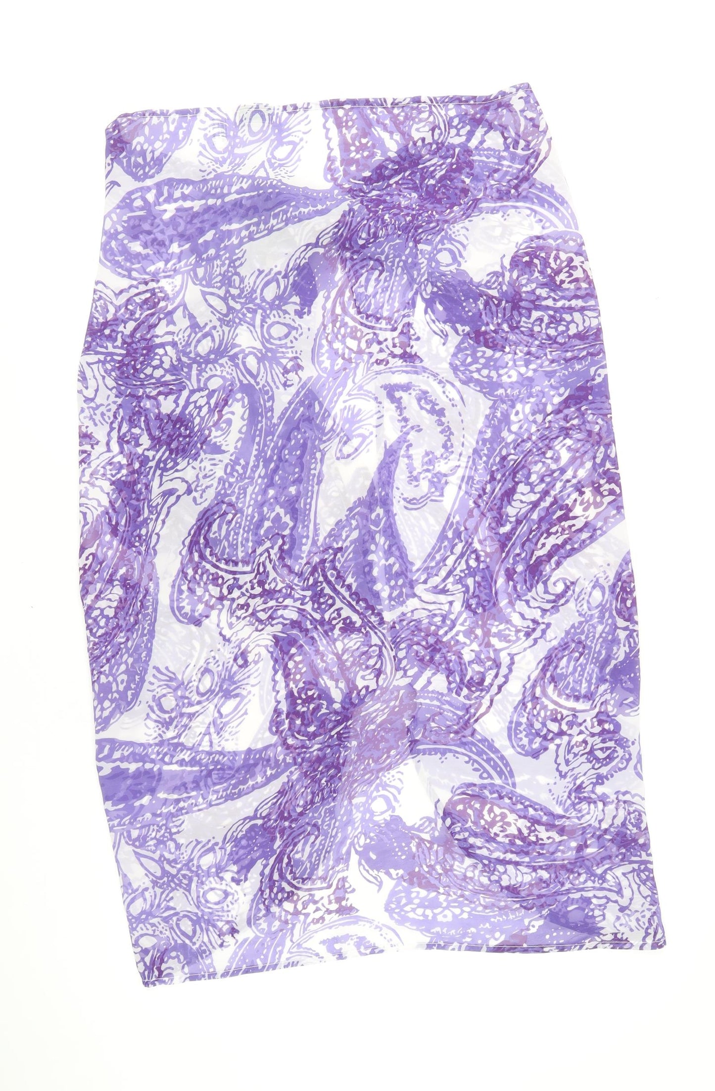 Nightingales Womens Purple Geometric Polyester Straight & Pencil Skirt Size 10 Tie - Size 10-18