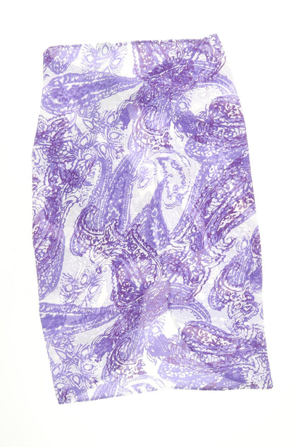 Nightingales Womens Purple Geometric Polyester Straight & Pencil Skirt Size 10 Tie - Size 10-18