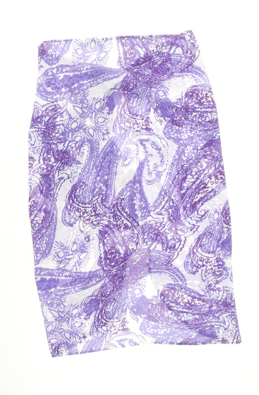 Nightingales Womens Purple Geometric Polyester Straight & Pencil Skirt Size 10 Tie - Size 10-18