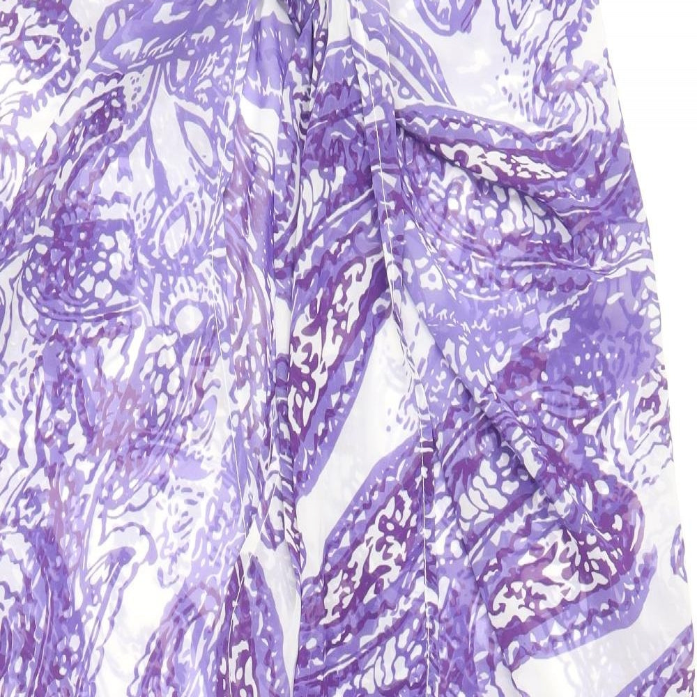 Nightingales Womens Purple Geometric Polyester Straight & Pencil Skirt Size 10 Tie - Size 10-18