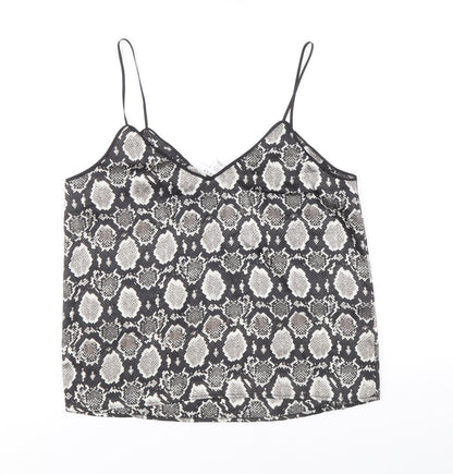 Topshop Womens Grey Animal Print Polyester Camisole Tank Size 8 V-Neck - Snake Skin Print