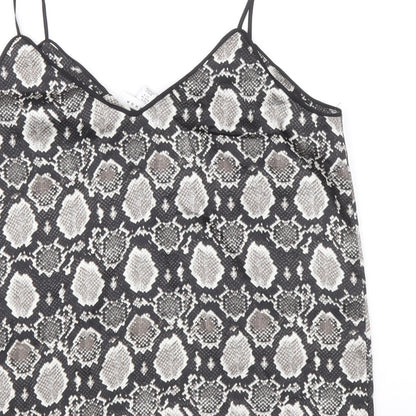 Topshop Womens Grey Animal Print Polyester Camisole Tank Size 8 V-Neck - Snake Skin Print