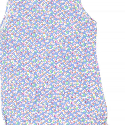 Jack Wills Womens Multicoloured Floral 100% Cotton Tank Dress Size 8 Scoop Neck Pullover