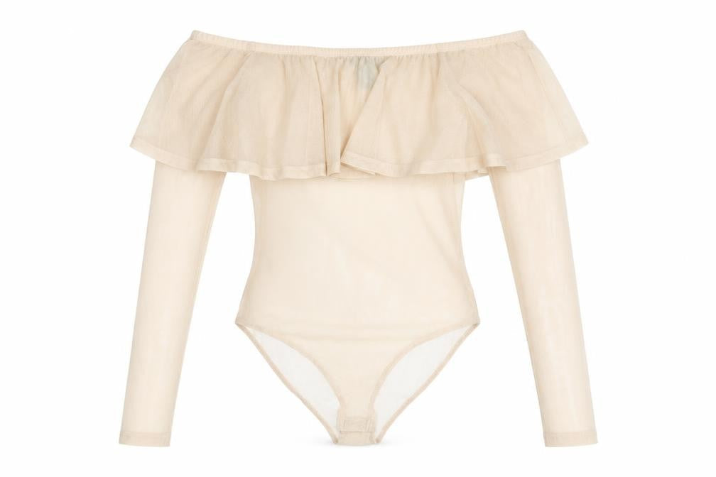 Womens UK Size S FOREVER 21 One-Piece Beige Bodysuit