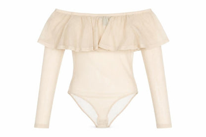 Womens UK Size S FOREVER 21 One-Piece Beige Bodysuit
