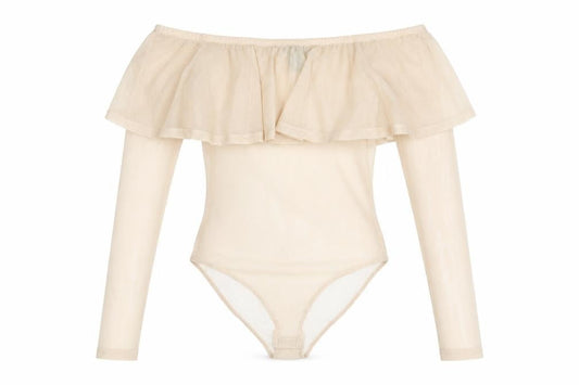 Womens UK Size S FOREVER 21 One-Piece Beige Bodysuit