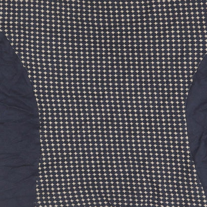 CC Womens Blue Geometric Cotton Basic Blouse Size L Scoop Neck