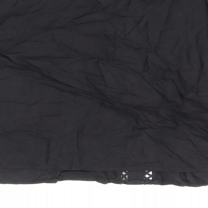 Boohoo Womens Black Viscose Basic Blouse Size 10 Boat Neck - Flute Sleeve