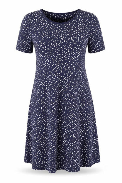 ISSAC MIZRAH Womens Blue Polka Dot Cotton A-Line Size L Boat Neck Pullover
