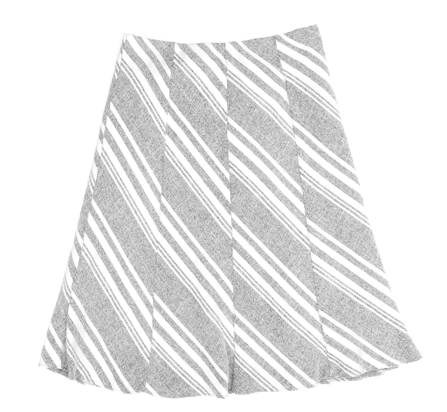 Marks and Spencer Womens Grey Geometric Polyester A-Line Skirt Size 10