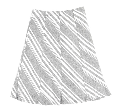 Marks and Spencer Womens Grey Geometric Polyester A-Line Skirt Size 10