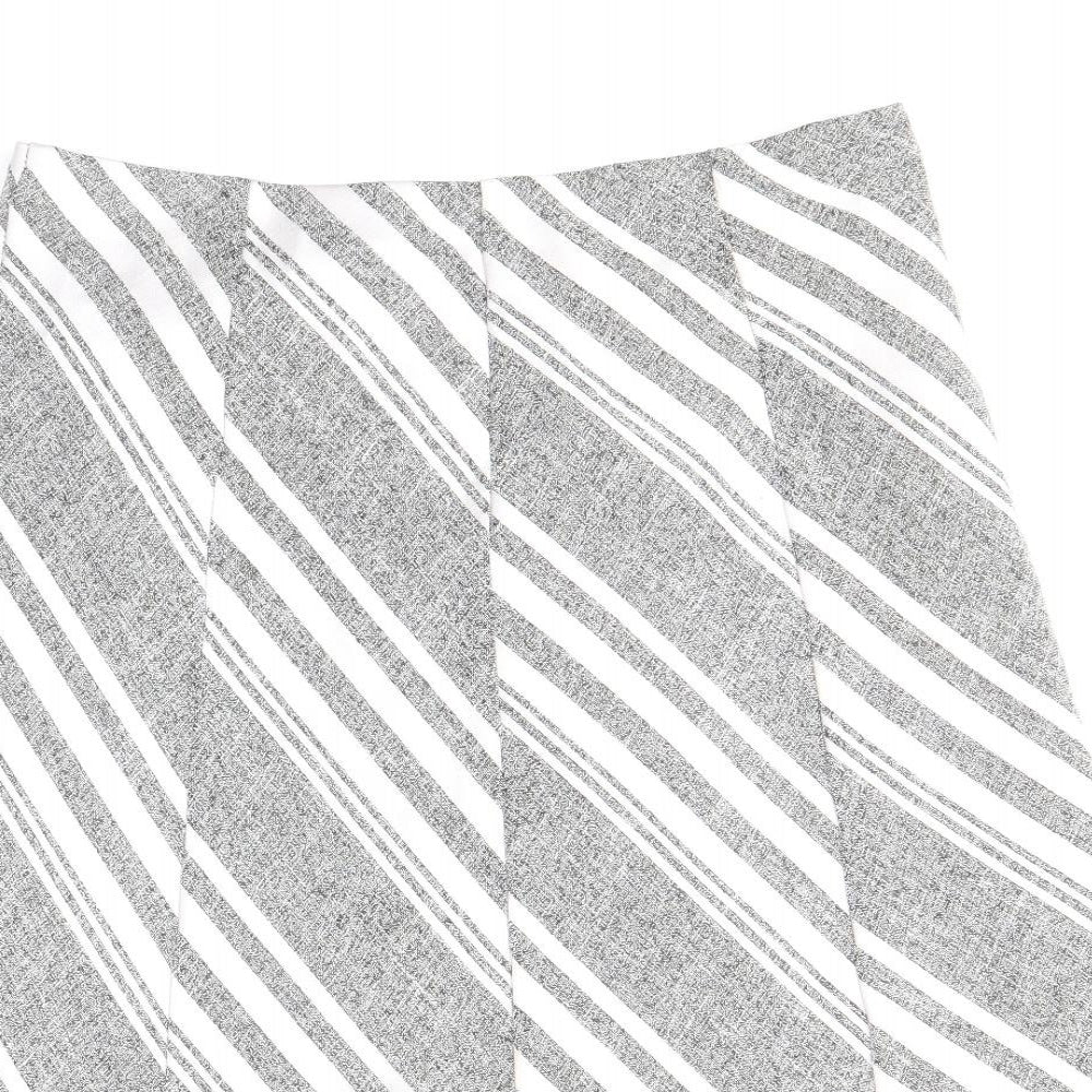 Marks and Spencer Womens Grey Geometric Polyester A-Line Skirt Size 10