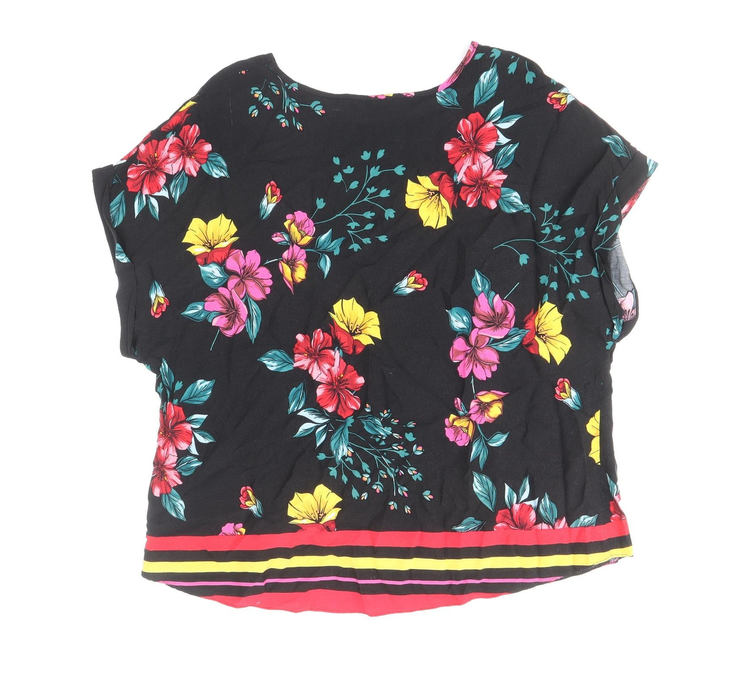 Womens UK Size 12 Peacocks Multicoloured Basic Blouse