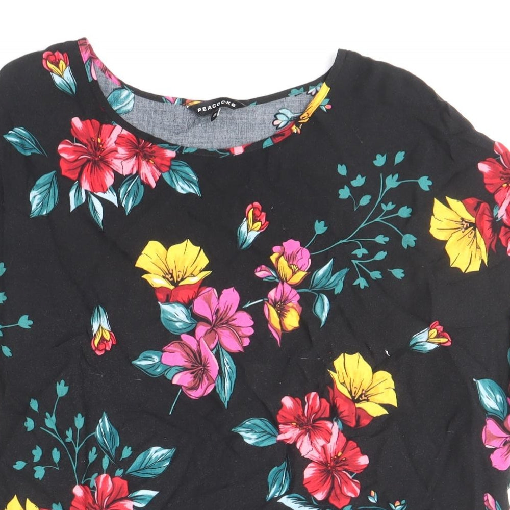 Womens UK Size 12 Peacocks Multicoloured Basic Blouse