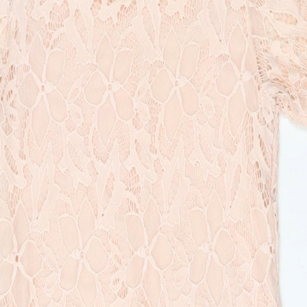 Peacocks Womens Pink Nylon Pencil Dress Size 10 Boat Neck Pullover - Cold Shoulder