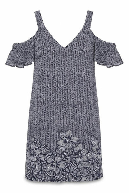 Papaya Womens Blue Floral Viscose A-Line Size 10 V-Neck Pullover