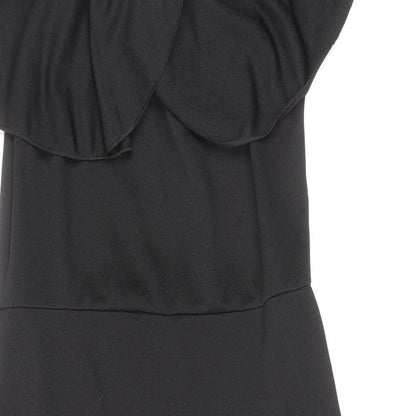 PRETTYLITTLETHING Womens Black Herringbone Polyester Mermaid Size 12 Off the Shoulder Pullover