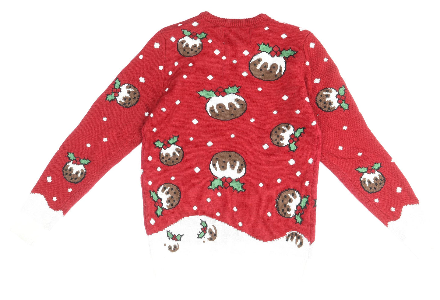 Cedar Wood State Mens Multicoloured Round Neck Geometric Acrylic Pullover Jumper Size XS - Christmas Pudding