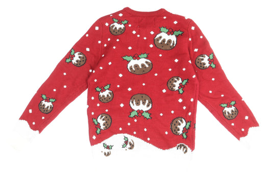 Cedar Wood State Mens Multicoloured Round Neck Geometric Acrylic Pullover Jumper Size XS - Christmas Pudding