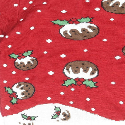 Cedar Wood State Mens Multicoloured Round Neck Geometric Acrylic Pullover Jumper Size XS - Christmas Pudding