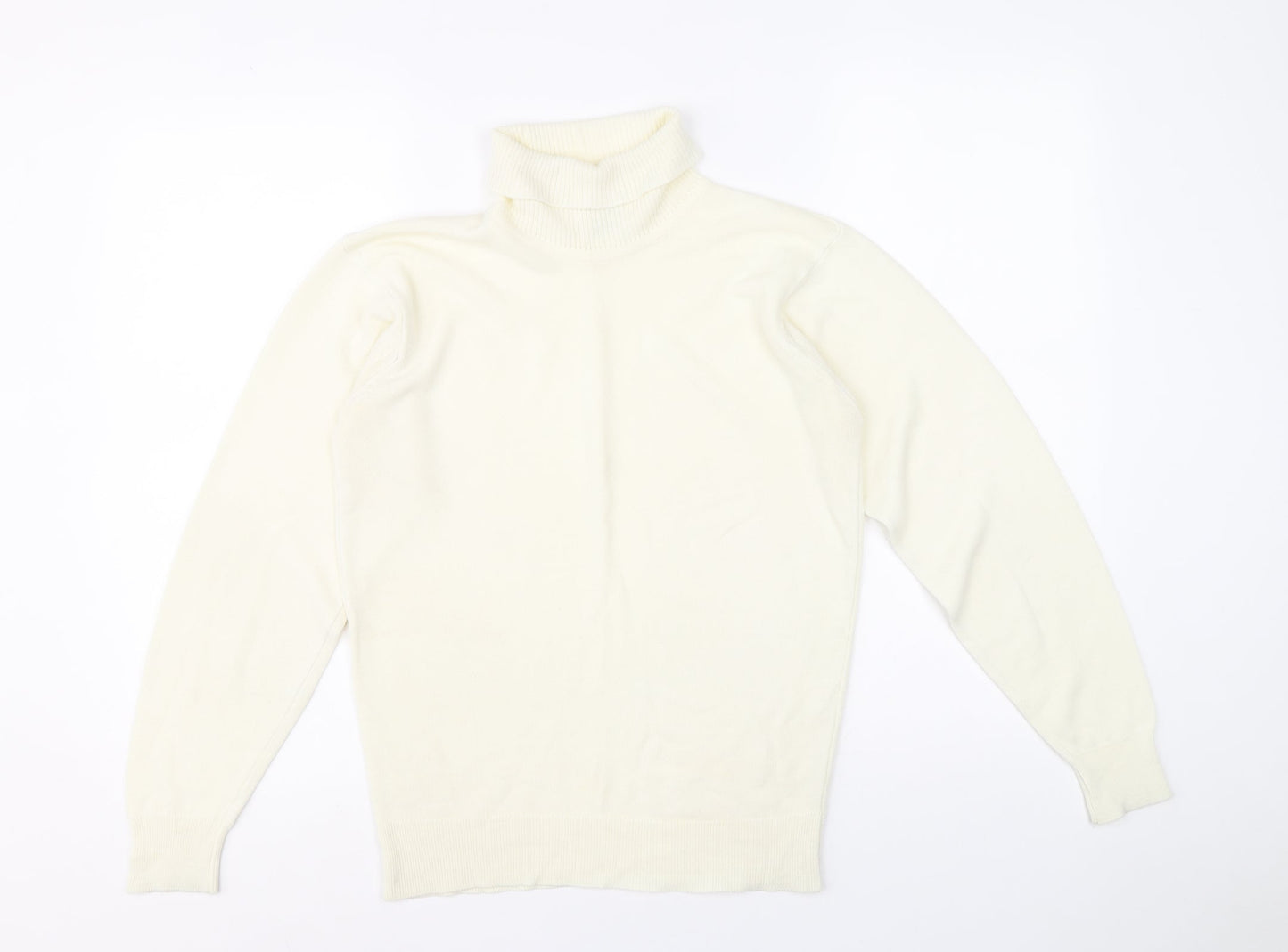 Czarina Womens Ivory Roll Neck Acrylic Pullover Jumper Size 12