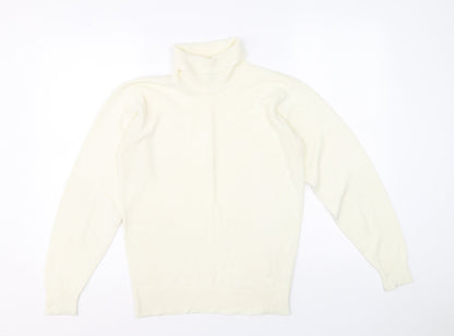 Czarina Womens Ivory Roll Neck Acrylic Pullover Jumper Size 12