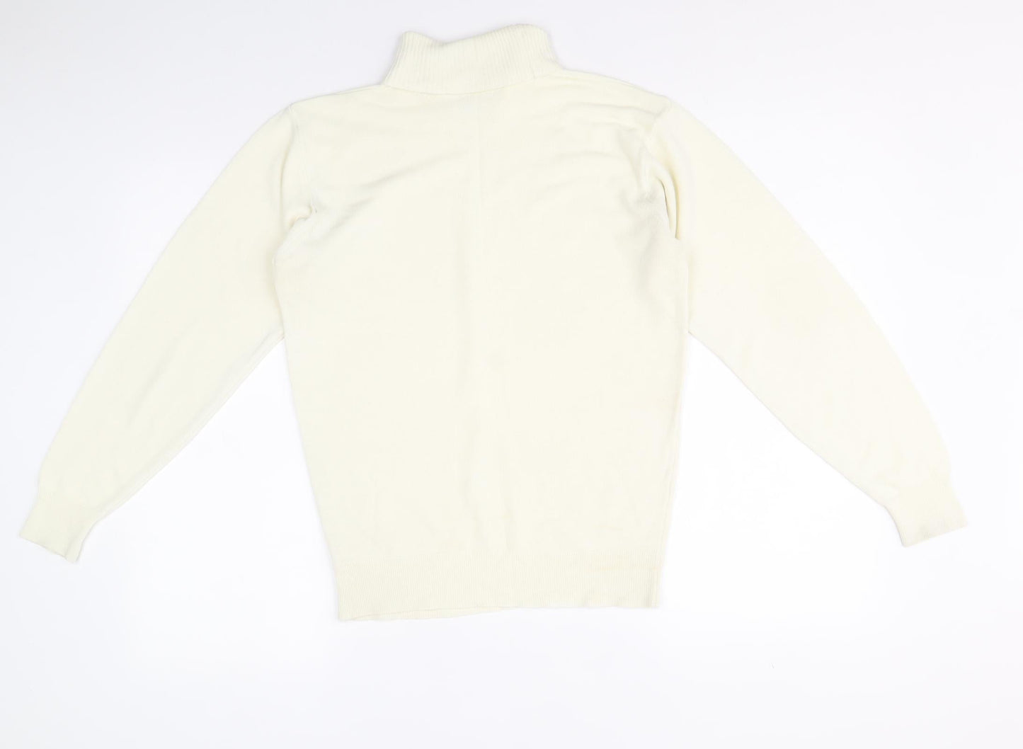 Czarina Womens Ivory Roll Neck Acrylic Pullover Jumper Size 12