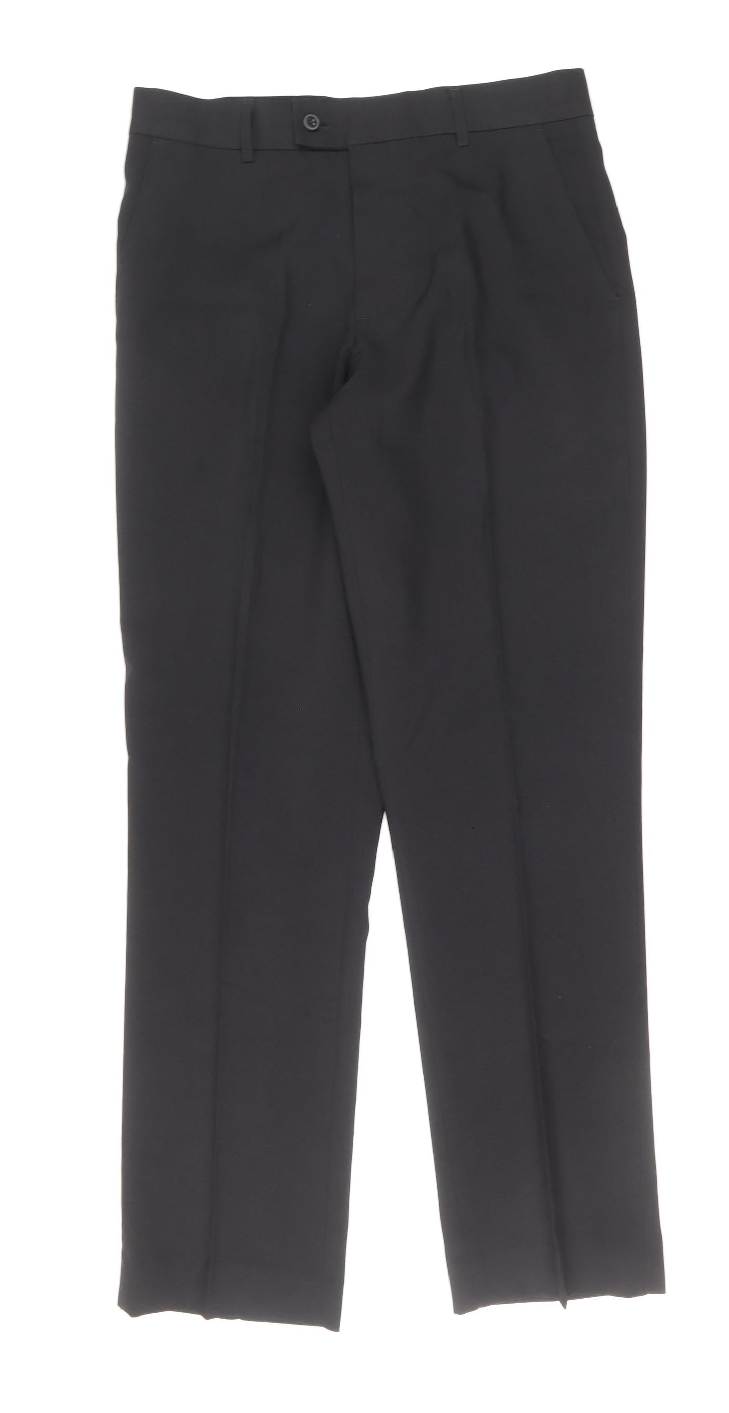 George Mens Black Polyester Dress Pants Trousers Size 32 in Regular Zip