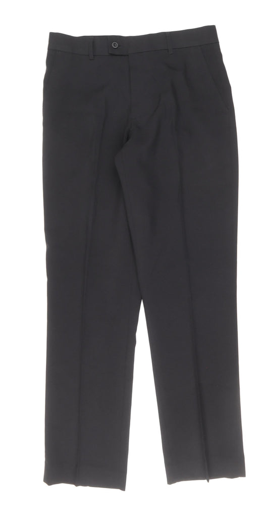 George Mens Black Polyester Dress Pants Trousers Size 32 in Regular Zip