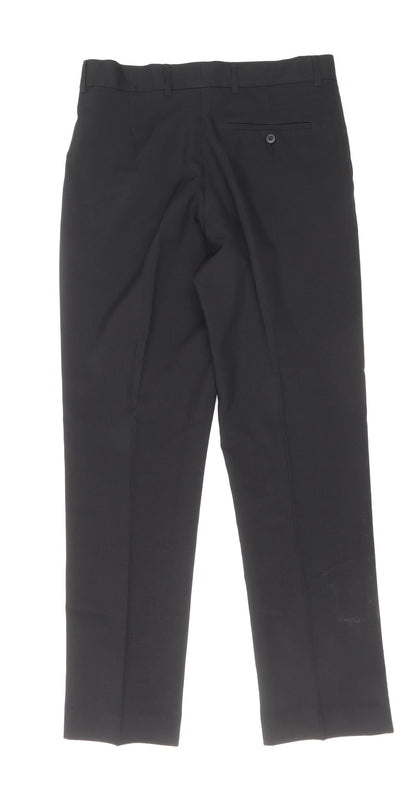 George Mens Black Polyester Dress Pants Trousers Size 32 in Regular Zip