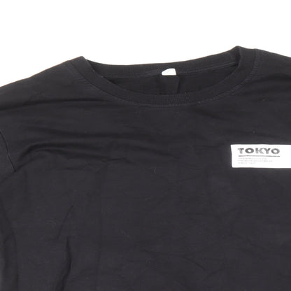 SheIn Womens Black 100% Cotton Pullover Sweatshirt Size L Pullover