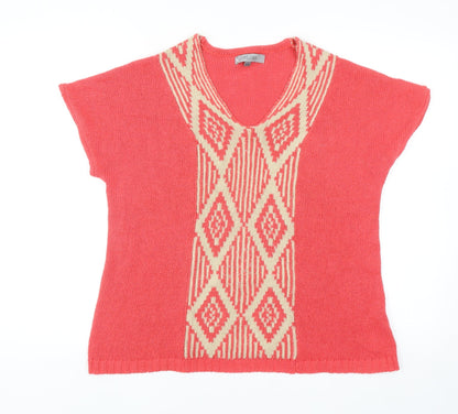 Cellbes Womens Red V-Neck Cotton Pullover Jumper Size 12