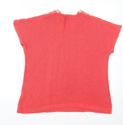 Cellbes Womens Red V-Neck Cotton Pullover Jumper Size 12