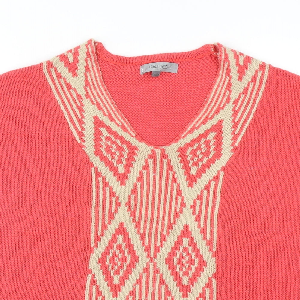 Cellbes Womens Red V-Neck Cotton Pullover Jumper Size 12