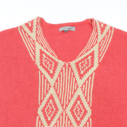 Cellbes Womens Red V-Neck Cotton Pullover Jumper Size 12