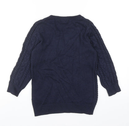 H&M Womens Blue Round Neck Polyamide Pullover Jumper Size XS