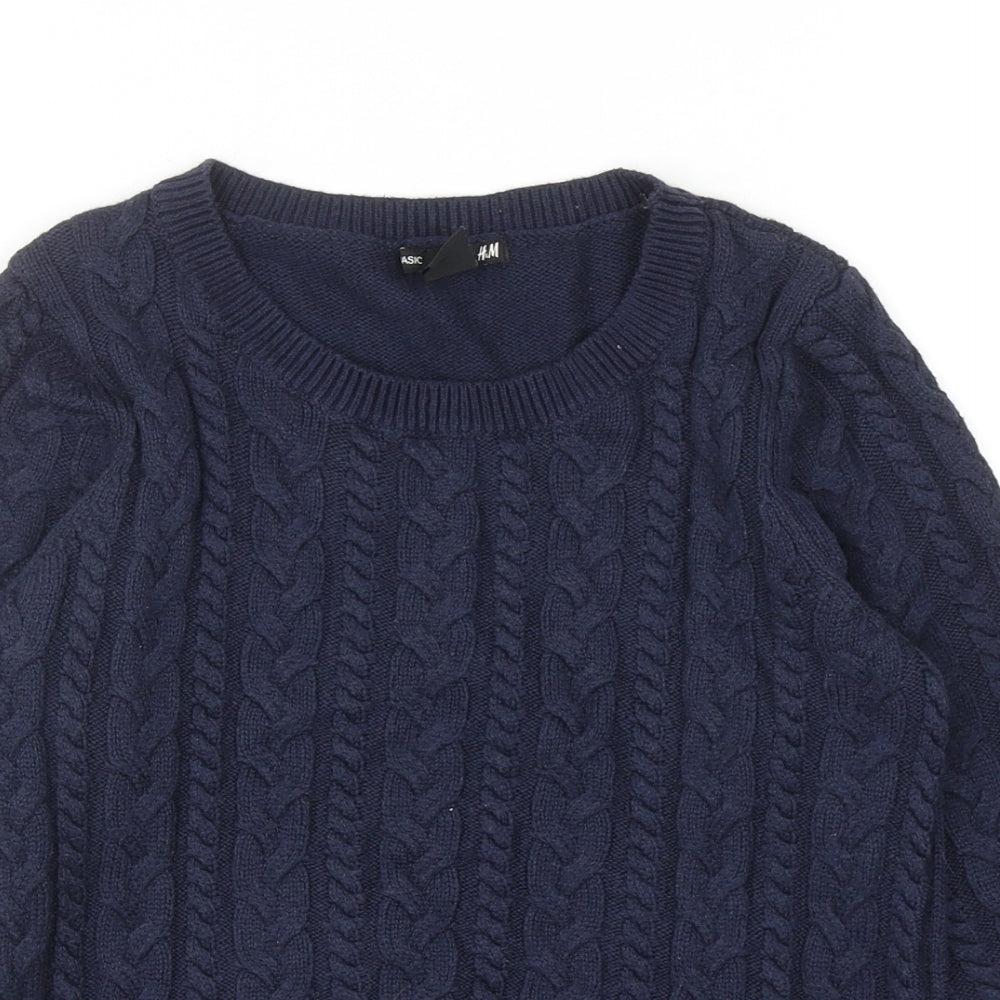 H&M Womens Blue Round Neck Polyamide Pullover Jumper Size XS