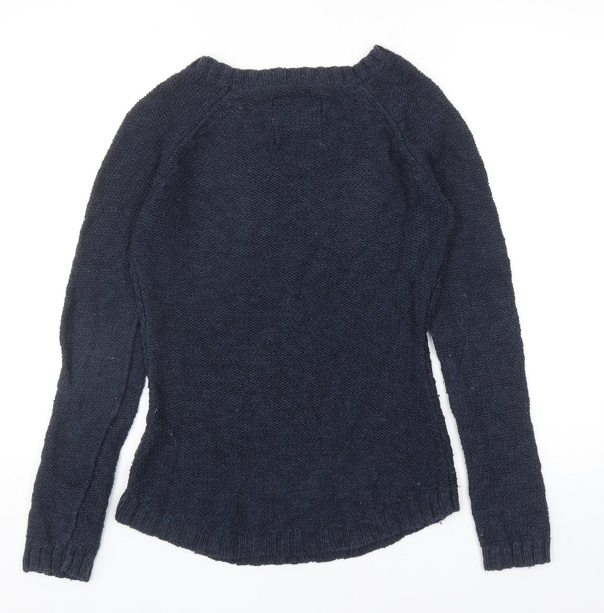 H&M Womens Blue Round Neck Cotton Pullover Jumper Size S