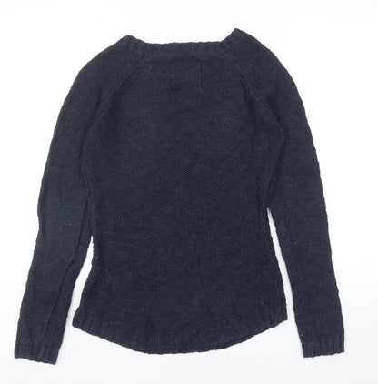 H&M Womens Blue Round Neck Cotton Pullover Jumper Size S