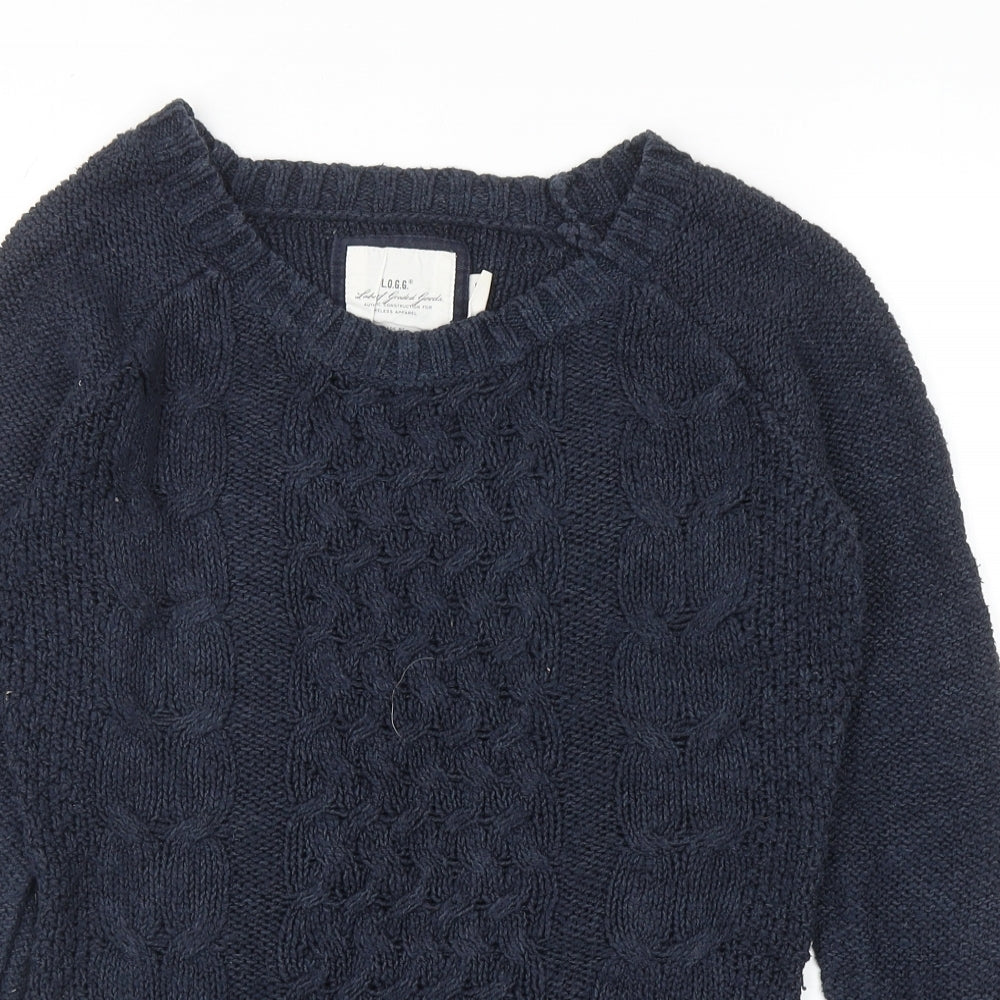 H&M Womens Blue Round Neck Cotton Pullover Jumper Size S