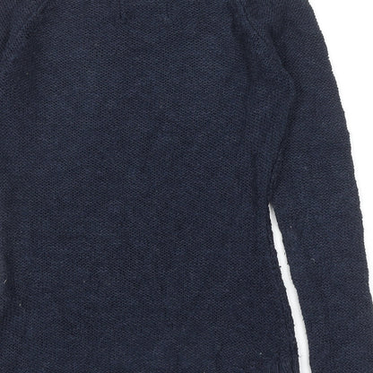 H&M Womens Blue Round Neck Cotton Pullover Jumper Size S