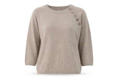 Valley Girl Womens Brown Round Neck Cotton Pullover Jumper Size M