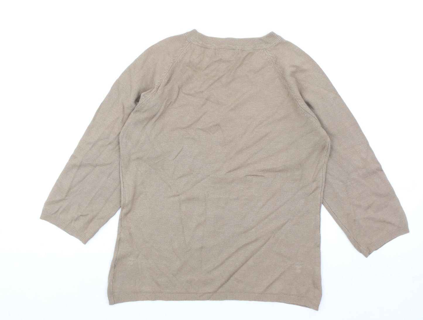 Valley Girl Womens Brown Round Neck Cotton Pullover Jumper Size M