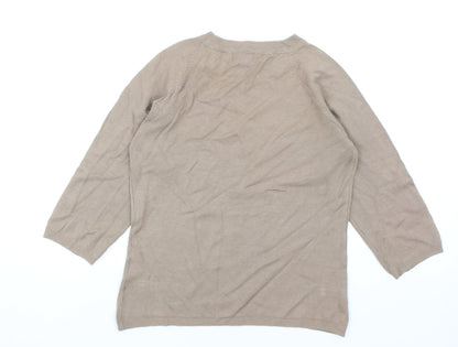 Valley Girl Womens Brown Round Neck Cotton Pullover Jumper Size M